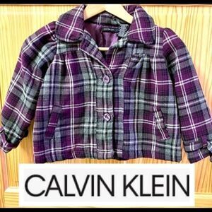 Calvin Klein Plaid Swing Coat Girls Checked Jacket